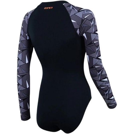 ZONE3 Womens Renew Long Sleeve Openwater Swimsuit SW23WOWSLS122 - Black Grey